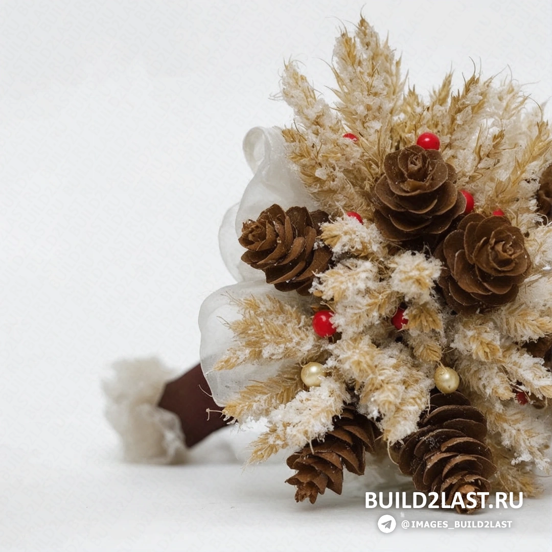 Букет невесты в стиле био-тек с черными, красными и белыми элементами ручной работы и дизайнерским подходом