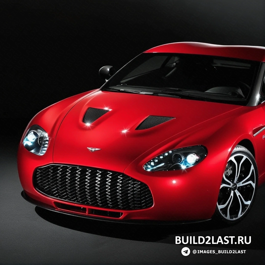 Красный и черный автомобиль Aston Martin V12 Zagato на фоне дороги.