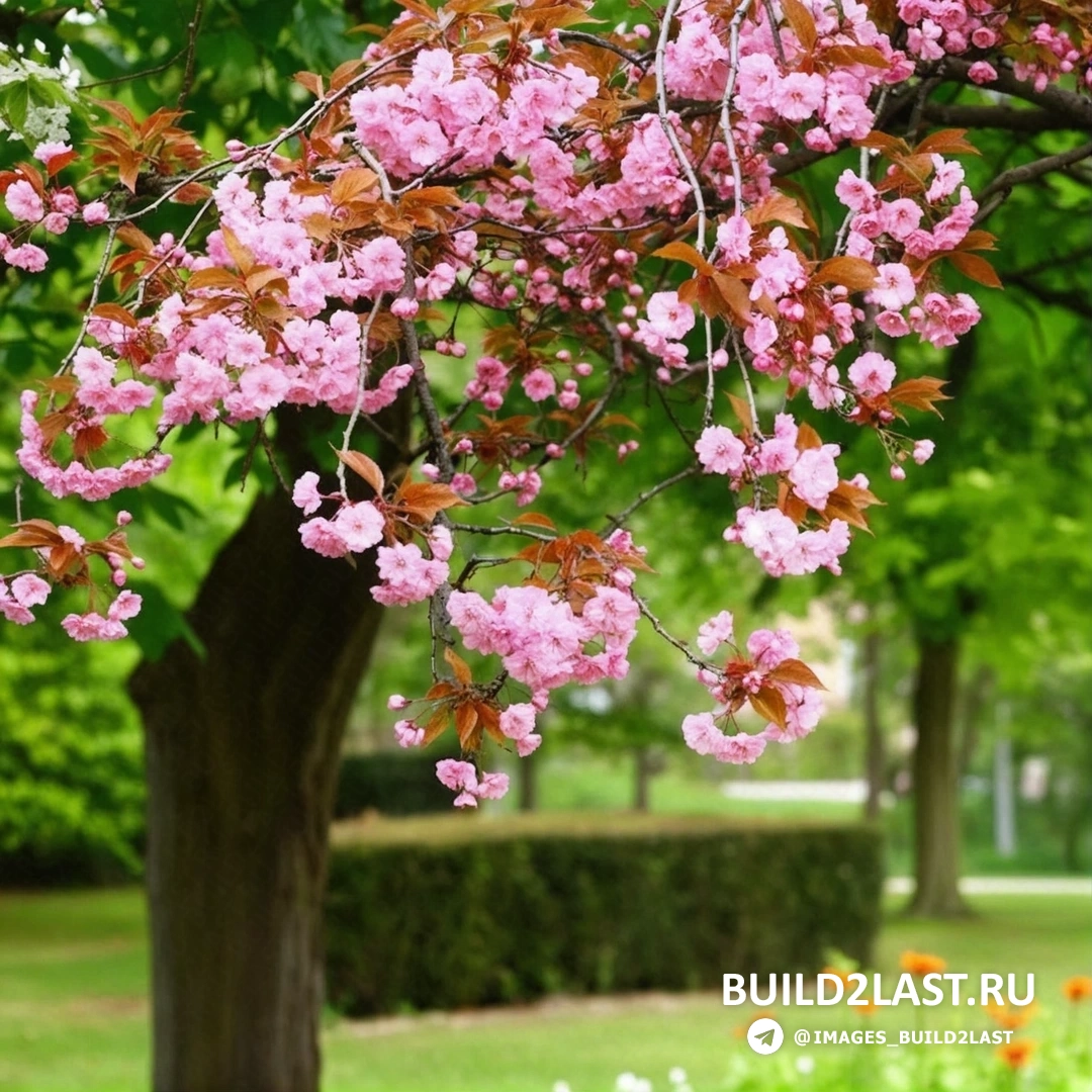 Розовые цветы на деревьях