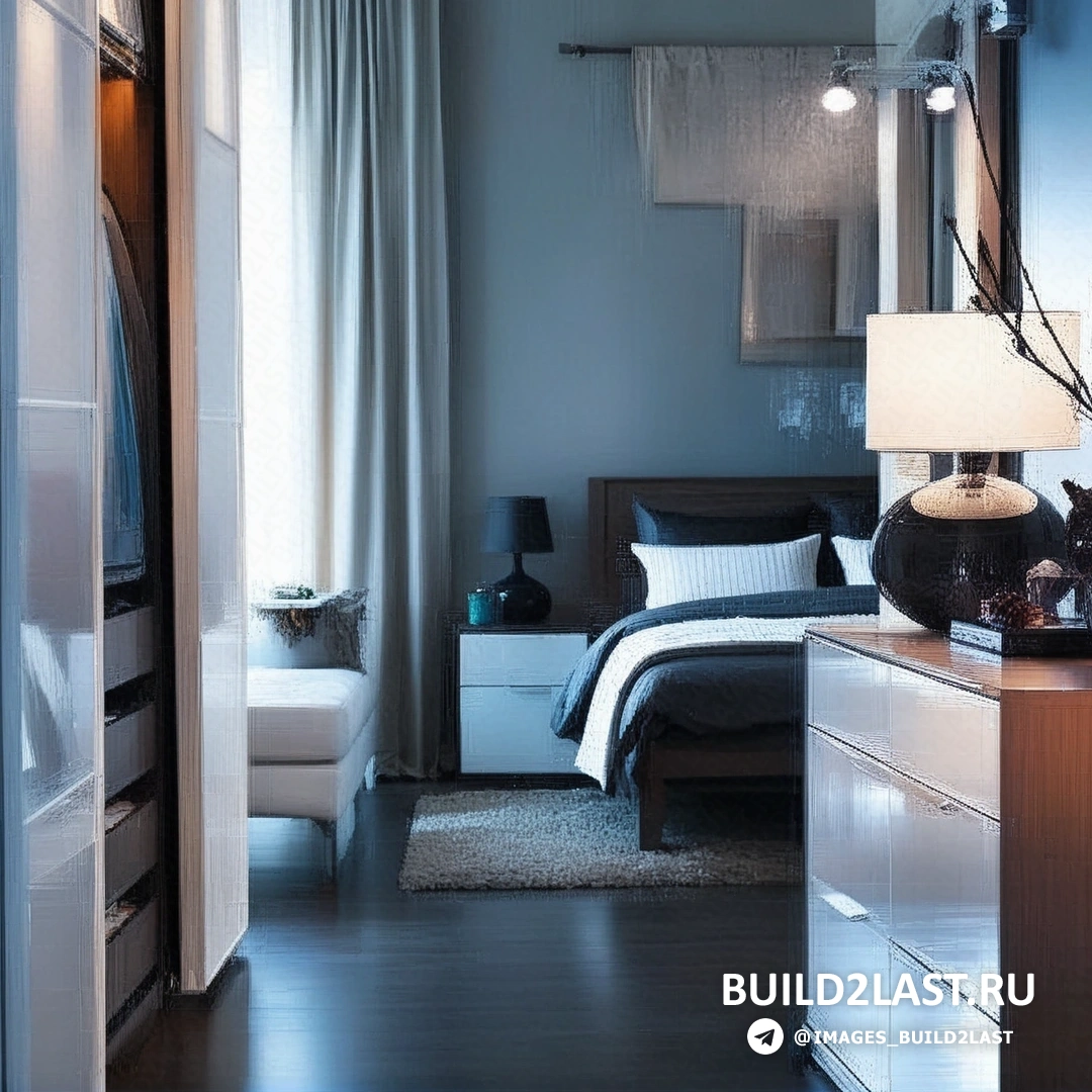 Светлая спальня с зеркалом и тканевыми стенами, мягкие текстуры