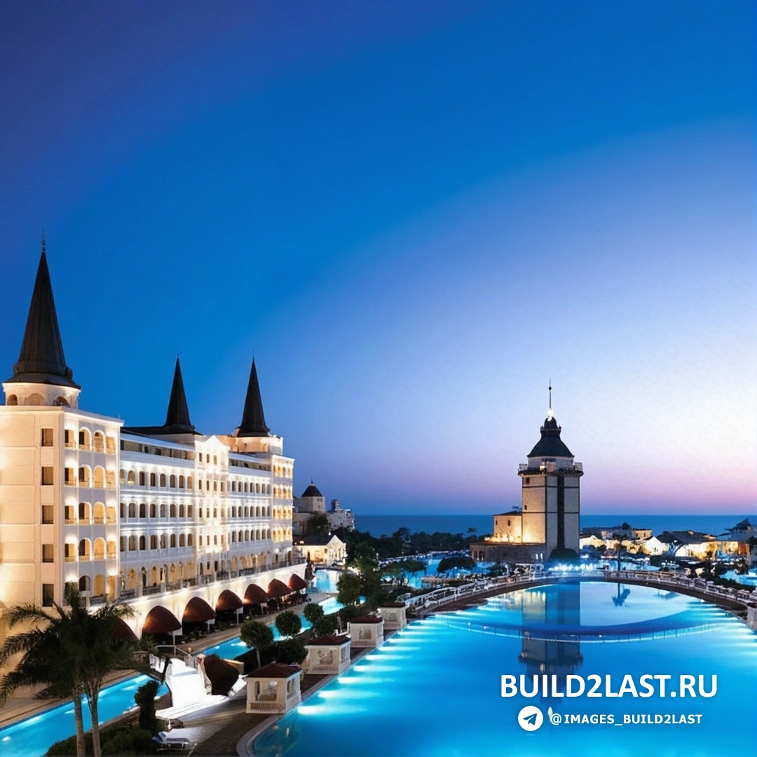 Великолепный бассейн с золотыми элементами и просторной террасой